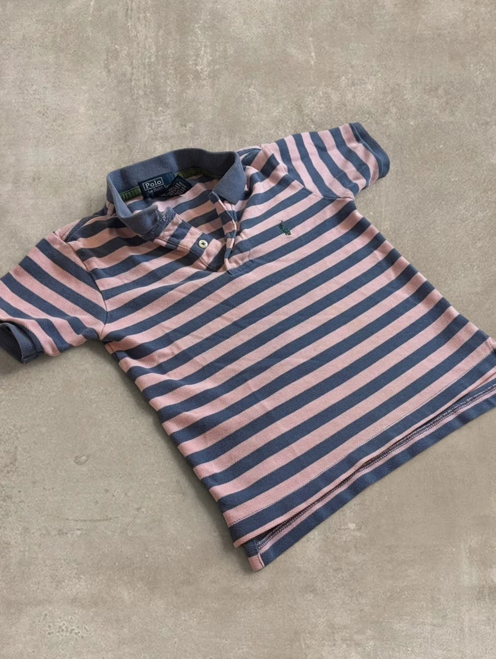 Polo Ralph Lauren Toddler Boys Size 4T Pink Blue Striped Short Sleeve Polo Shirt